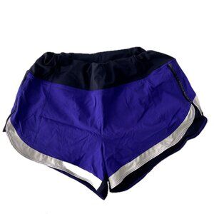Athleta Women's Running Shorts Purple Black White Hem Size M Lined Brief